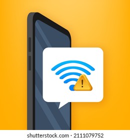 No Internet Connection Found On Smartphone. Lost Wireless Connection. No Wifi. Vector Stock Illustration.