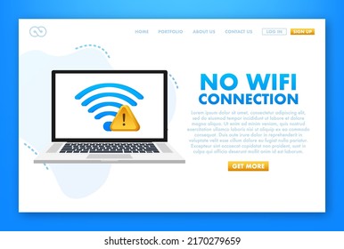 No internet connection found on smartphone. Lost Wireless Connection. No wifi. Vector stock illustration