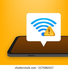 No internet connection found on smartphone. Lost Wireless Connection. No wifi. Vector stock illustration.