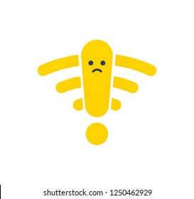 No Internet connection icon. Weak, no signal, bad antenna sign. Bad connection problems concept. Cute Wifi Character.