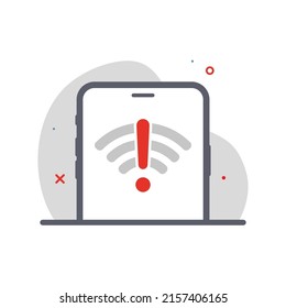 No Internet Connection On Smartphone Concept Illustration Flat Design Vector Eps10. Modern Graphic Element For Landing Page, Empty State Ui, Infographic, Icon