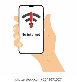 Nenhuma conexão de internet no conceito de smartphone ilustração vetor de design plano eps10. elemento gráfico moderno para página de aterrissagem, iu de estado vazio, infográfico, ícone.