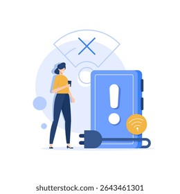 No internet connection on smartphone,Concept of offline mode, lost connection, or network error