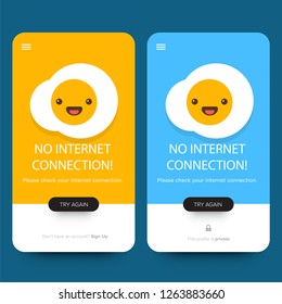 No Internet Connection Page Design With Fried Egg Illustration