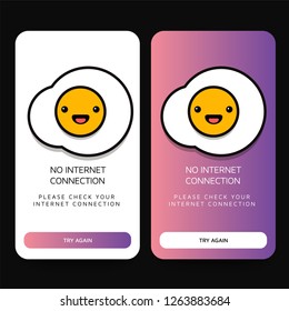 No Internet Connection Page Design With Fried Egg Illustration