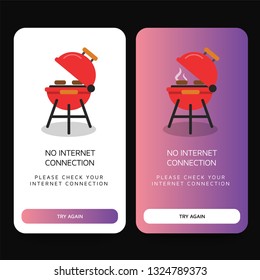 No Internet Connection Page Interface Design with Barbeque Vector Illustration