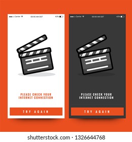No Internet Connection Page Interface Design with Clapperboard Vector Illustration