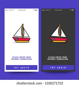 No Internet Connection Page Interface Design with Boat Illustration