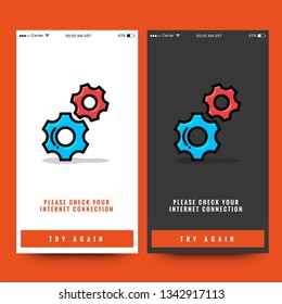 No Internet Connection Page Interface Design with Gear Illustration