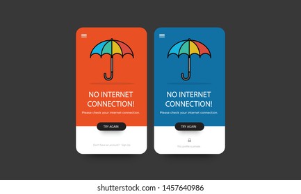 No Internet Connection Page UI Design with Umbrella