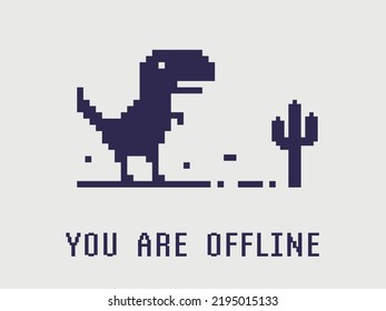 Sin conexión a internet píxel dinosaurio sin conexión a internet mala conexión vectorial informática digital concepto de red