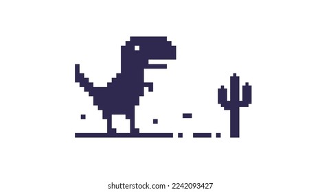 No internet connection pixel dinosaur offline art bad connection vector computer digital web concept network technology