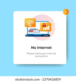 No internet connection pop up icon banner design, themes and template. Professional web design, full set of elements. User-friendly design materials. vector