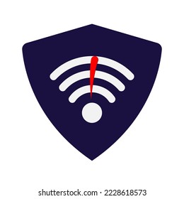 No internet connection sign. Failure wifi icon offline symbol with shield. Vector illustration. EPS 10.