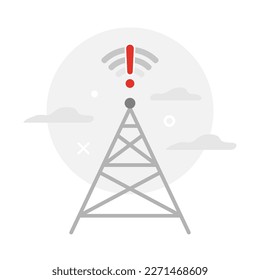 no internet connection with tower concept illustration flat design vector eps10. modern graphic element for landing page, empty state ui, infographic, icon