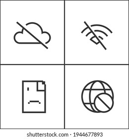 No Internet Connection, No Wifi Available, You're Not Connected To The Internet Icon Set Symbol.