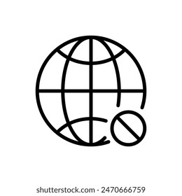 No internet icon in generic style. Offline globe concept