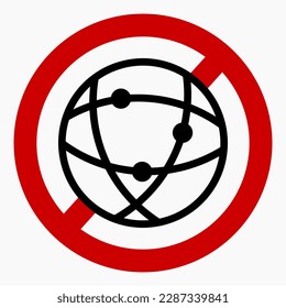 No internet icon. Search is disabled. No connection. Social media ban. There are no social networks. Restriction of social networks. Vector icon.