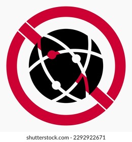 No internet icon. Search is disabled. No connection. Social media ban. There are no social networks. Restriction of social networks. Vector icon.
