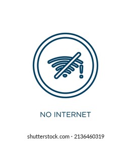 no internet icon. Thin linear no internet outline icon isolated on white background. Line vector no internet sign, symbol for web and mobile