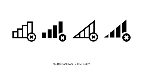 No internet icon vector set. No signal symbol