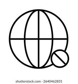 No Internet Line Icon Disconnected Globe Symbol
