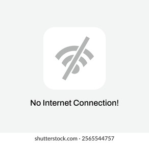 No Internet message - No internet connection error design. Wireless connectivity disconnect, error connecting to wifi