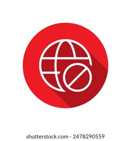 Sin Internet, icono de globo terráqueo sin conexión con sombra larga