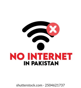 "No Internet In Pakistan" banner design. Internet Issue in Pakistan. Bad connection concept. Lost network Wifi. Bad Internet concept vector illustration isolated on a white background.