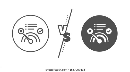 No Internet Sign. Versus Concept. Reject Bandwidth Meter Line Icon. Speedometer Symbol. Line Vs Classic No Internet Icon. Vector