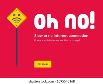 No Internet Webpage design concept. Vector illustration concept of the dead wifi icon. Web Page not loading/opening
