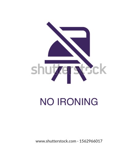 No ironing element in flat simple style on white background. No ironing icon, with text name concept template