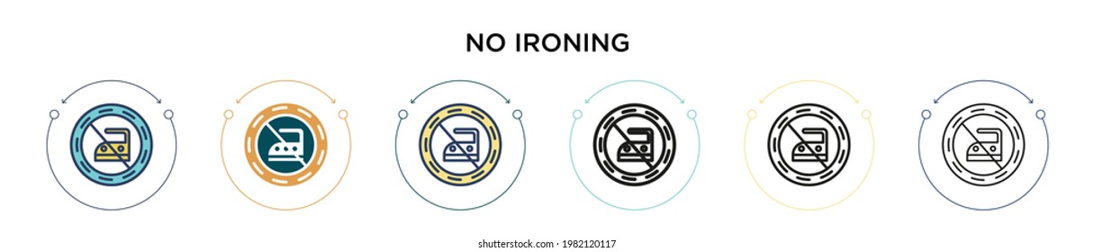 No ironing icon in filled, thin line, outline and stroke style. Vector illustration of two colored and black no ironing vector icons designs can be used for mobile, ui, web