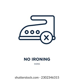 no ironing icon from signs collection. Thin linear no ironing, iron, machine outline icon isolated on white background. Line vector no ironing sign, symbol for web and mobile