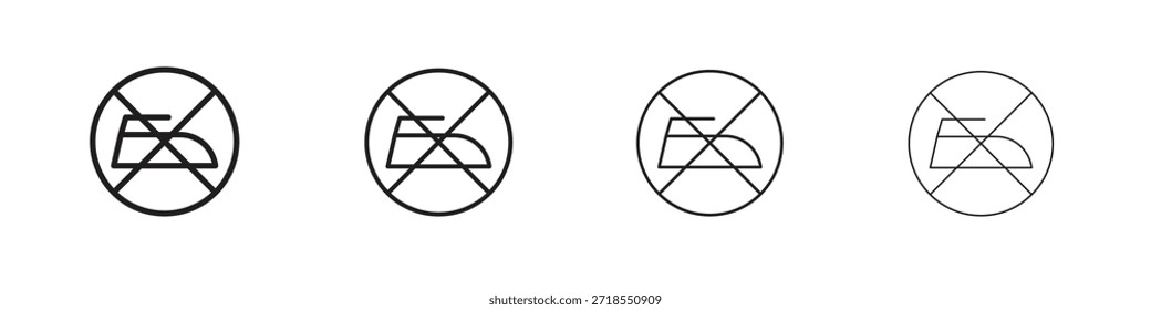 No hay iconos de planchado, conjunto de iconos lineales. Iconos lineales negros de la palma