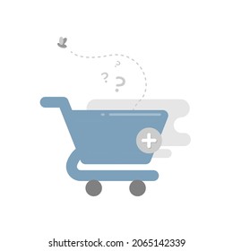 no item in the shopping cart, add product, click to shop now concept illustration flat design vector eps10. modern graphic element for landing page, empty state ui, infographic, icon
