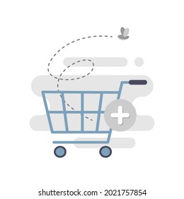 no item in the shopping cart, click to go shopping now concept illustration flat design vector eps10. modern graphic element for landing page, empty state ui, infographic, icon