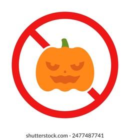 No Jack o Lantern Sign on White Background