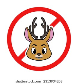No Jackalope Sign on White Background