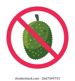 No hay señal de jackfruit, ícono de señal de jackfruit prohibido, símbolo de jackfruit prohibido, Ilustración vectorial plana