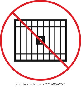 no jail icon set . Prison prohibition symbols. Incarceration restriction graphic design. Forbidden Prison Symbols

