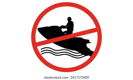 Kein Jetski-Schild, schwarz-rote Silhouette