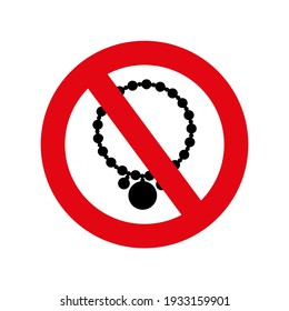 No Jewelry Forbidden Sign Vector Icon