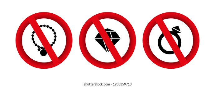 No Jewelry Forbidden Sign Vector Icon