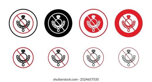 No jewelry sign Collection of flat thin outline vector