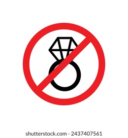 No Jewelry Sign Vector Line Icon illustration.