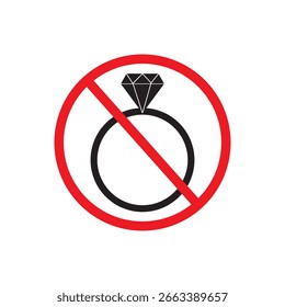 No jewelry vector icon. Flat No jewelry symbol is isolated on a white background.