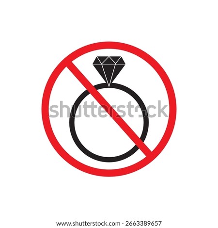 No jewelry vector icon. Flat No jewelry symbol is isolated on a white background.