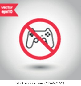 No joystick icon. Forbidden gamepad icon. No gamepad vector sign. Prohibited gaming vector icon. Warning, caution, attention, restriction flat sign design. Do not play games icon