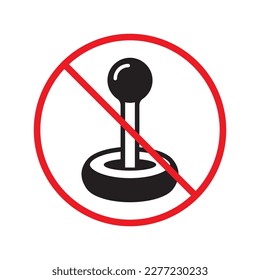 No joystick icon. Forbidden gamepad icon. No gamepad flat sign design. Prohibited gaming vector icon. Warning, caution, attention, restriction, label joystick symbol pictogram. Do not play games icon